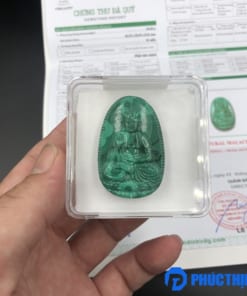 Mặt dây chuyền đá Lông Công Malachite Phật A Di Đà MAD.007 25