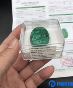 Mặt dây chuyền đá Lông Công Malachite Phật A Di Đà MAD.007 26