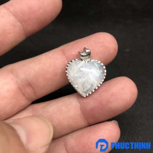 Mặt dây chuyền đá Moonstone hình trái tim bọc bạc MK.002 1