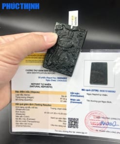 Mặt dây chuyền đá ngọc bích Nephrite Quan Công ngồi Rồng đã kiểm định MQC.004 12 Mặt dây chuyền đá ngọc bích Nephrite Quan Công ngồi Rồng đã kiểm định MQC.004 12