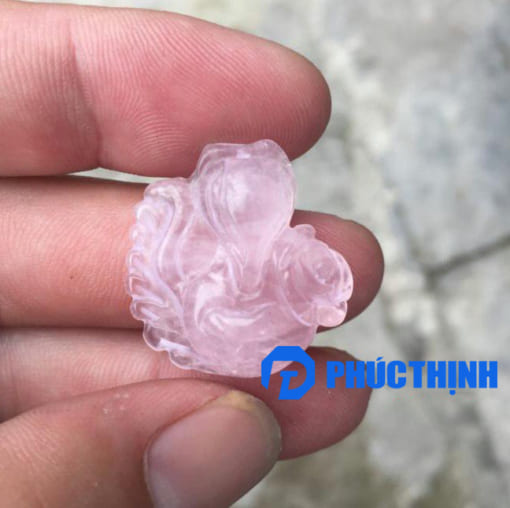 Mặt dây chuyền Hồ ly chúa 9 đuôi đá thạch anh hồng 3cm MHL.041 1