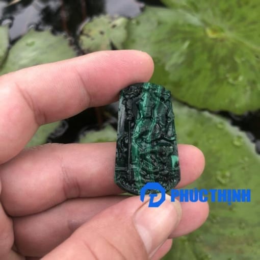 Mặt dây chuyền Phật Bản Mệnh Thiên Thủ đá Lông Công Malachite 4cm MBM.115 1