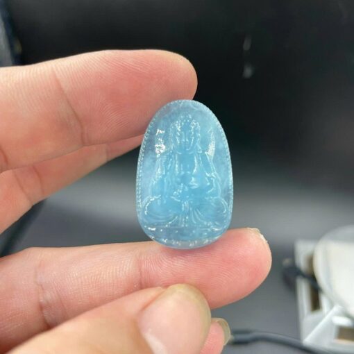 Mặt dây chuyền Phật A Di Đà đá Aquamarine 3cm MAD.065 1