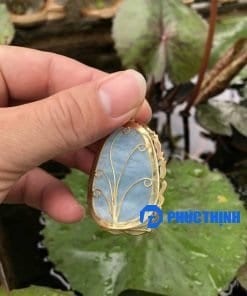 Mặt dây Phật A Di Đà đá Aquamarine bọc vàng 18k MAD.066 7 Mặt dây Phật A Di Đà đá Aquamarine bọc vàng 18k MAD.066 7