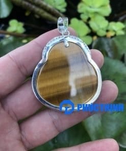 Mặt dây chuyền Phật Di Lặc đá Mắt Hổ bọc bạc 4.5cm MDL.050 3 Mặt dây chuyền Phật Di Lặc đá Mắt Hổ bọc bạc 4.5cm MDL.050 3