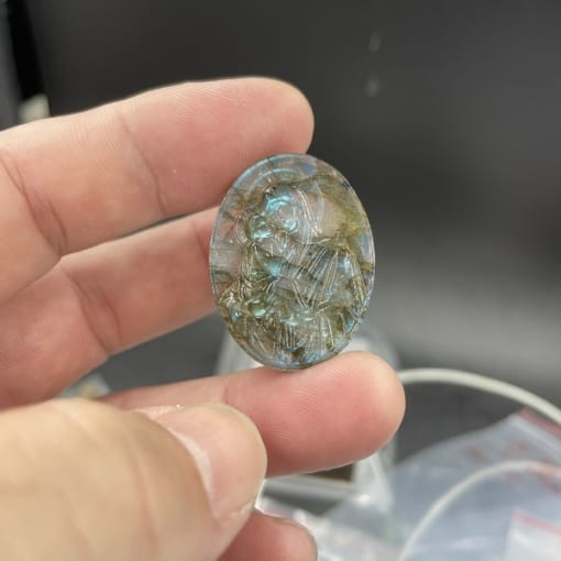 Mặt dây Đức Mẹ Hằng Cứu Giúp đá Xà Cừ Labradorite 3.5cm MCG.148 1