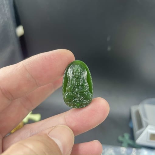 Mặt dây Phật A di đà đá Ngọc Bích Nephrite Canada VIP 3cm MAD.052 1