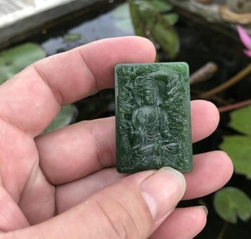 Mặt dây Phật A Di Đà cưỡi Rồng Ngọc Bích Nephrite Canada 4.3cm MAD.077 1