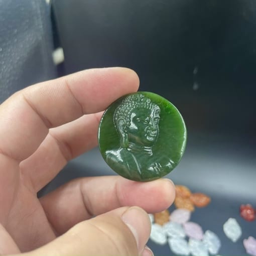 Mặt dây Phật A di đà đá Ngọc Bích Nephrite 3.5cm MAD.078 1