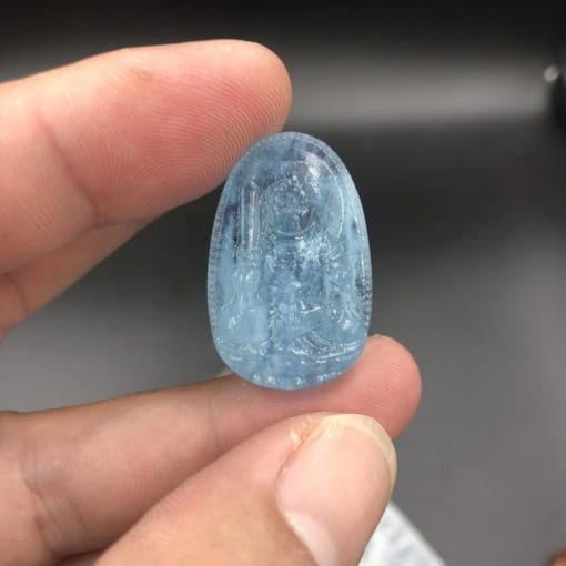 Mặt dây phật bản mệnh Bất Động Minh Vương đá Aquamarine 3cm MBM.160 1