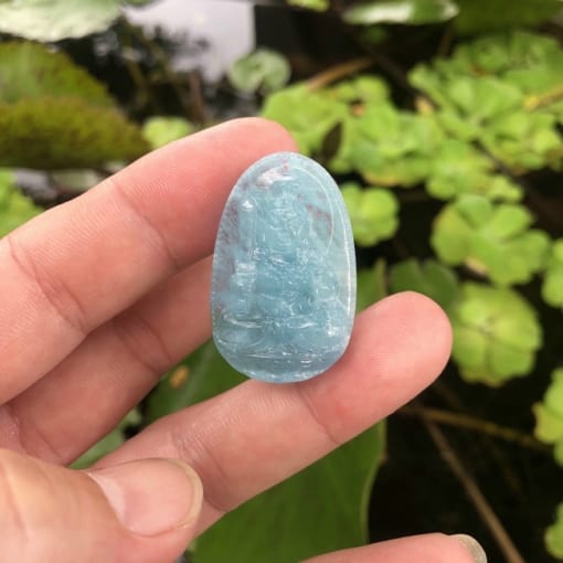 Mặt dây phật bản mệnh Bất Động Minh Vương đá Aquamarine 3cm MBM.162 1