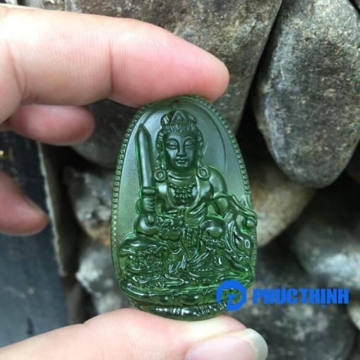 Mặt dây chuyền phật bản mệnh Vân Thù Sự Lợi đá Ngọc Bích Nephrite 3.5cm MBM.168 1