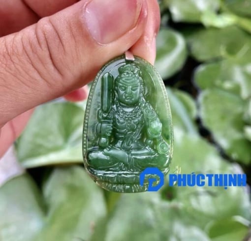 Mặt dây phật bản mệnh Bất Động Minh Vương đá Ngọc Bích Nephrite 4cm MBM.170 1