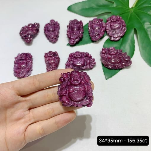 Mặt dây chuyền Phật Di Lặc đá Ruby Nam Phi tự nhiên 3.5cm MDL.064 1