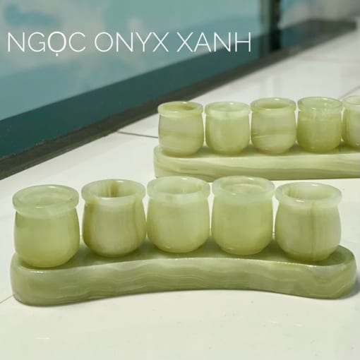 Bộ 5 Ly nước đặt bàn thờ đá Ngọc Onyx Pakistan VTC.003 1