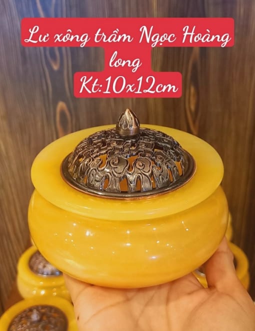 Lư xông trầm đá Ngọc Hoàng Long 10x12cm VTC.037 1