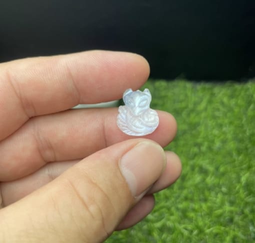 Mặt dây chuyền, nhẫn Hồ ly ôm hoa đá Moonstone 1,2-1,5cm MHL.065 1