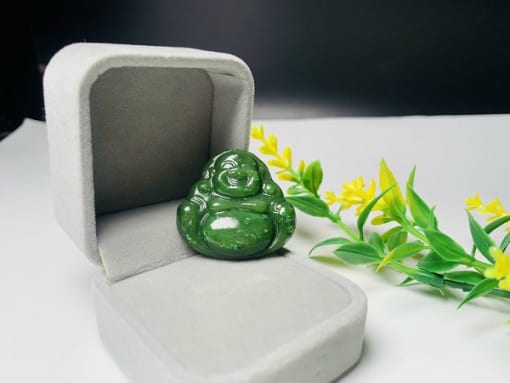 Mặt dây chuyền Phật Di Lặc đá Ngọc Bích Nephrite 3cm MDL.107 1