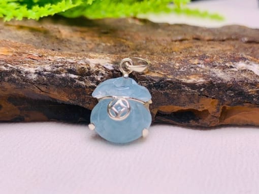 Mặt dây chuyền, nhẫn Túi tiền Tài Lộc đá Aquamarine bọc bạc TT.001 1