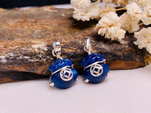 Mặt dây chuyền, nhẫn Túi tiền Tài Lộc đá Lapis Lazuli bọc bạc TT.003 1