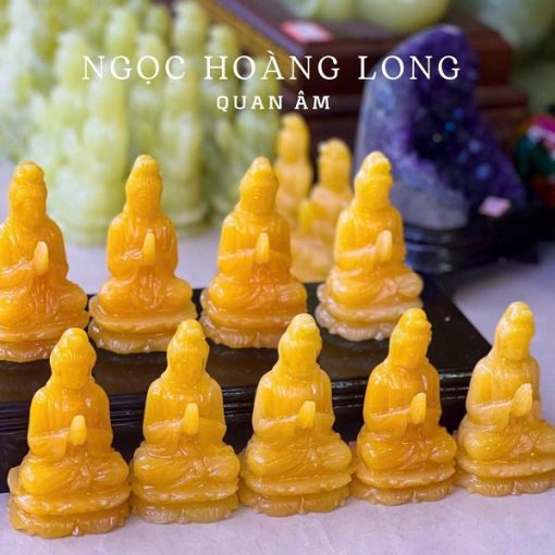 Tượng Phật bà Quan Âm ngồi đài sen đá Ngọc Hoàng Long 10cm TQA.036 1