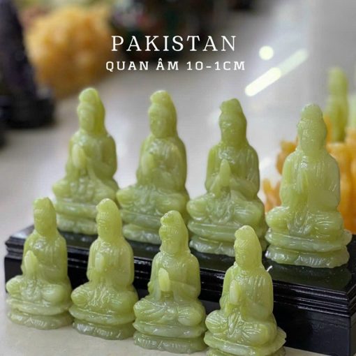 Tượng Phật Quan Âm ngồi đài sen đá Ngọc Pakistan 10cm TQA.046 1