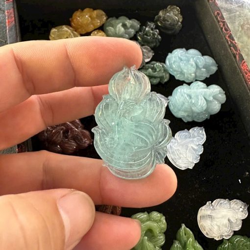 Mặt dây chuyền Hồ ly Chúa 9 đuôi đá Aquamarine 3cm MHL.180 1