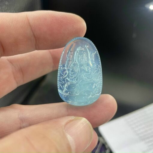 Mặt dây chuyền phật bản mệnh Thiên Thủ Thiên Nhãn đá Aquamarine 3.5cm MBM.172 1