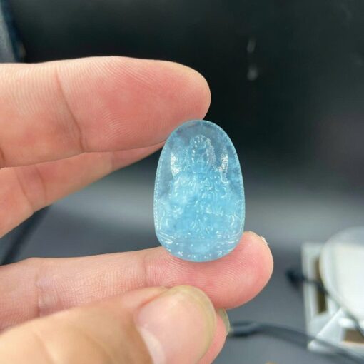 Mặt dây chuyền phật bản mệnh Như Lai Đại Nhật đá Aquamarine 3cm MBM.175 1