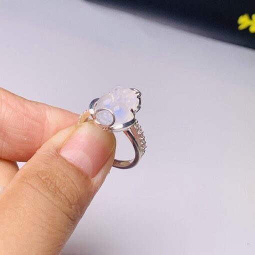 Trang sức nhẫn Tỳ Hưu đá Moonstone 1.5cm bọc bạc MTH.061 1