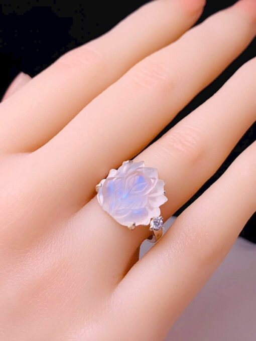 Mặt dây chuyền, nhẫn Hồ ly Chúa 9 đuôi đá Moonstone bọc bạc 2cm MHL.201 1