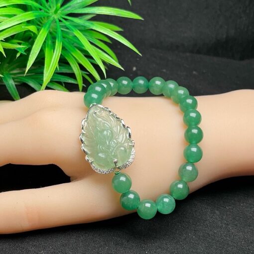 Vòng tay Hồ Ly mix chuỗi hạt 8ly đá Thạch Anh Xanh Aventurine bọc bạc VML.047 1