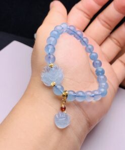 Vòng tay Hồ ly chúa 9 đuôi mix chuỗi hạt 8 ly đá Aquamarine VML.062 6