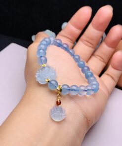 Vòng tay Hồ ly chúa 9 đuôi mix chuỗi hạt 8 ly đá Aquamarine VML.062 7