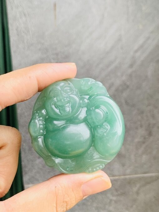 Mặt dây chuyền Phật Di Lặc vác bao tiền đá Thạch Anh Xanh Aventurine 4cm MDL.142 1